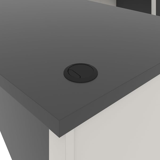 BESTAR Connexion U-Shaped Workstation with Two Oversized Pedestals, Slate/Sandstone | With Two Oversized Pedestals; Durable 1" grade work surface with melamine finish that resist scratches