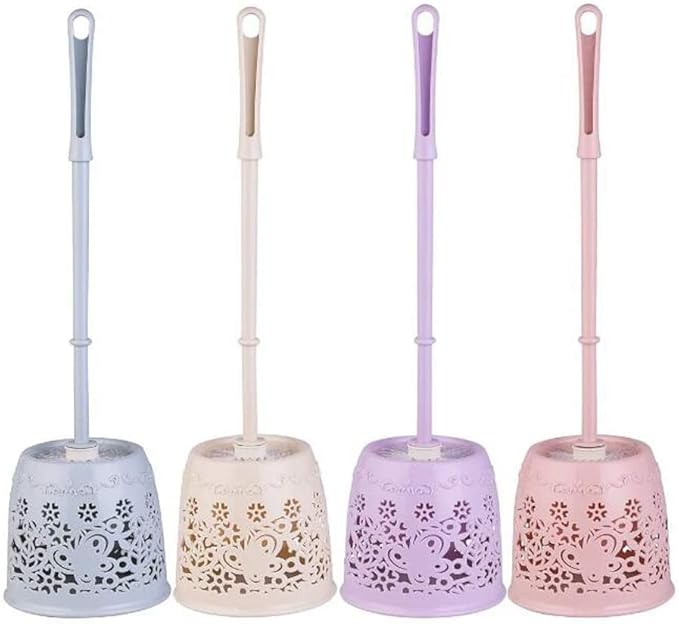 Toilet Brush Holder Toilet Bowl Brush Plastic Home Toilet Brush Holder Stand Guard Set Bathroom Cleaning Tools Cleaning Brush Long Handle Toilet Brush Toilet Brush Toilet Brush with Holder (Beige)