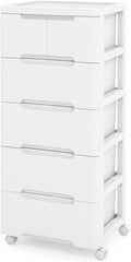 LOKO 6-Drawer Plastic Rolling Storage Cart (16"x13"x38") | Mobile Storage Cabinet | Vertical Storage Tower Container Unit | 4 Universal Wheels | For Living Room, Home Office