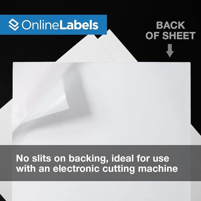 Removable Sticker Paper, White Matte, 1,000 Sheets, 8.5 x 11 Full Sheet Label, Inkjet or Laser Printer, Online Labels