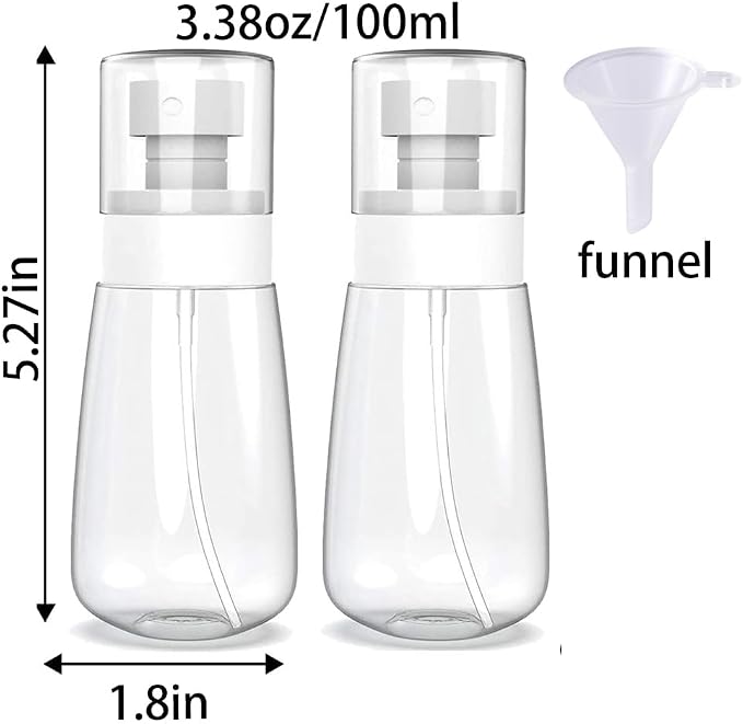 Empty Fine Mist Spray Bottle Travel Refillable Perfume Container Small Cosmetic Plastic Bottle for Face Hair Makeup 2 Pack