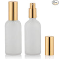 Glass Spray Bottle 3.4oz, Empty Frosted Perfume Atomizer, Fine Mist Spray,Gold Sprayer (2 PACK)