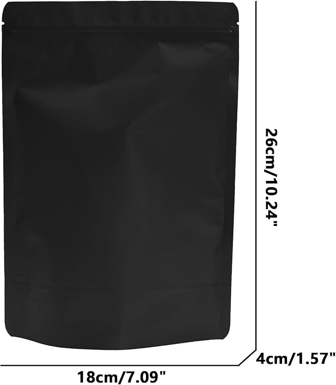 50PCS Smell Proof Resealable Pouch Bags,ULIFESTAR Aluminum Foil Flat Food Storage Bag,Sealable Pcsaging Zipper Pouches with Tear Notches for Pcsaging Lipgloss,Jewelry,etc(18*26cm/7.09*10.24",Black)