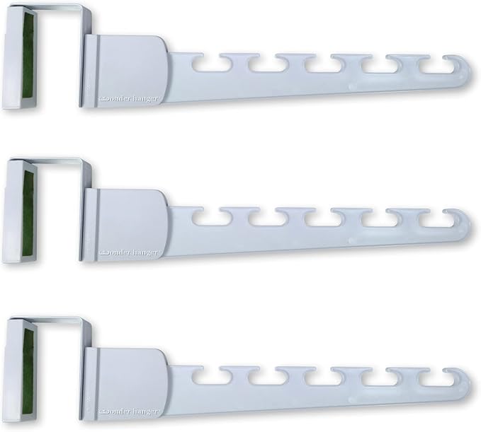 Wonder Hanger Over The Door 3-Pack Organizer for Clothes Hangers, Space-Saving Cascading Hanger Hooks, White