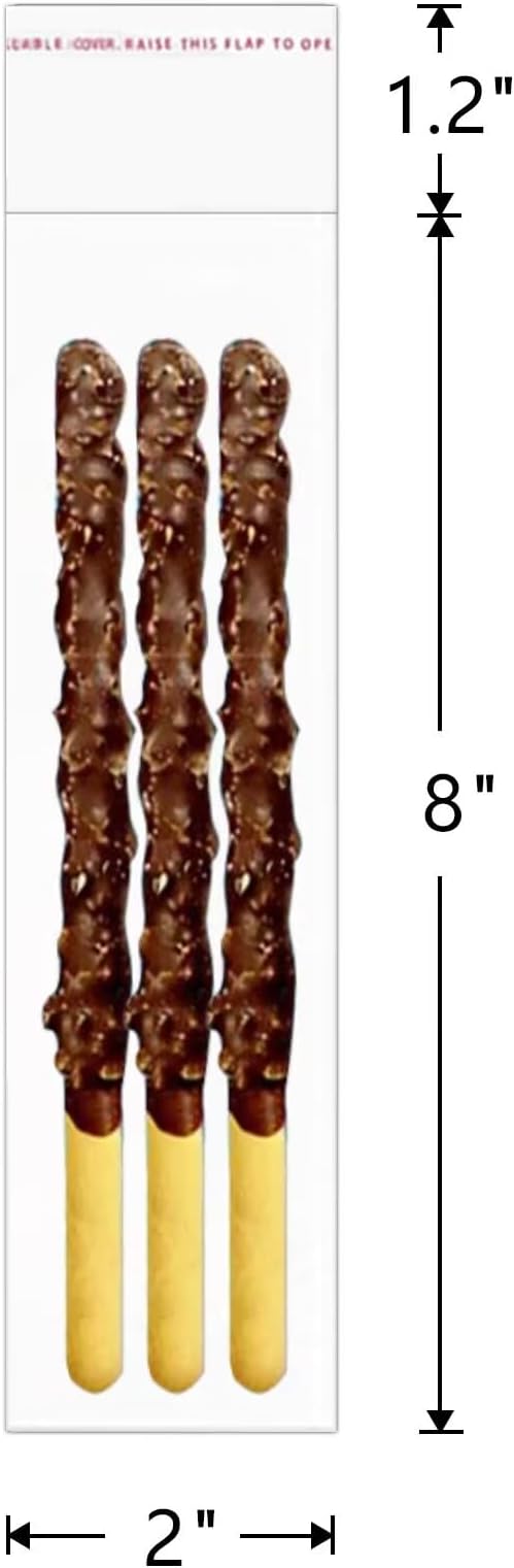 DecorBess Long Self Sealing Cello Bags 2x8'' 500pcs Adhesive Plastic Gift Bags 2mil Clear Self Stick Cellophane Bags for Bakery Candies Necklaces Crafts Candles Snacks Nuts Gift Party Favor