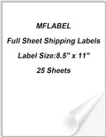 MFLABEL Full Sheet Sticker Paper - 25 Sheets 8.5" x 11" White Matte Printable Vinyl Labels for Inkjet & Laser Printers, Permanent Adhesive for Shipping, Address, Packaging & DIY Crafts