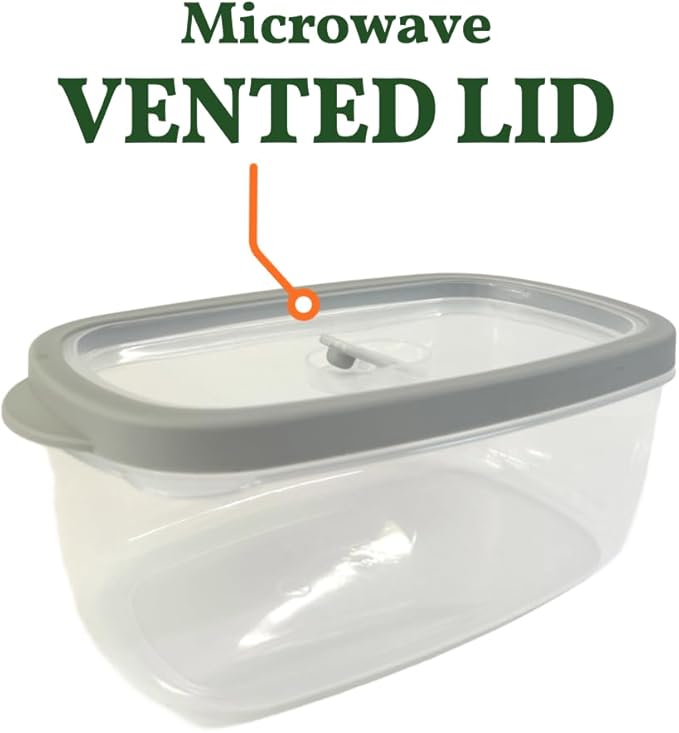 10-Piece Rectangle Food Storage Containers with Vented Lids, Airtight and BPA Free, Stackable, Microwave, Freezer, and Dishwasher Safe (GRAY)