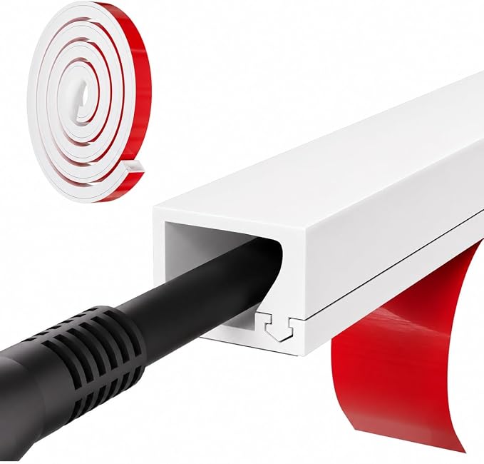 Kneelisa 39inch Silicone Single Cord Hider for Wall, Mini Cord Cover Raceway with Side Slot, Flexible Small Wire Concealer for One Cable-Cuttable & Bendable, Child & Pet Safe, White