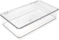 Isaac Jacobs Small Stackable Organizer Bin (10.75” x 6.5” x 2.4”) w Hinged Lid Clear Storage Box Home Office School Fridge Bathroom Kitchen Pantry Container BPAFree Food Safe (Small Clear)