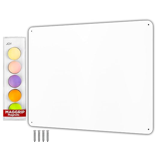 9 inches x 6.5 inches Stainless Steel Plate for Magnets, 3M Adhesive Back, Mounting Screws, Ideal for Magnetic Shelf, Spice Holders, Fridge Magnets. Mount Anywhere! (White, 2 Pack)