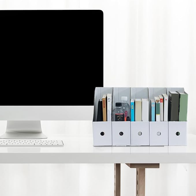 Kraft Magazine File Holder Document Folders Organizer 24 Pack | Vertical Cardboard Paper File Divider Box, Desk Label Pocket Folders, Office Home Desktop Desktop Stationery Containers