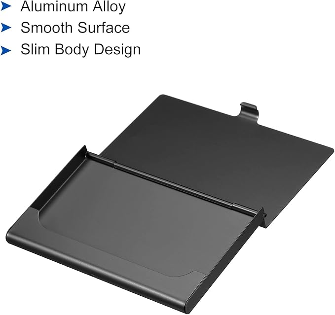 PATIKIL Business Card Holder, Aluminum Alloy Flip Cover Slim Name Cards Case for Women Men, Black