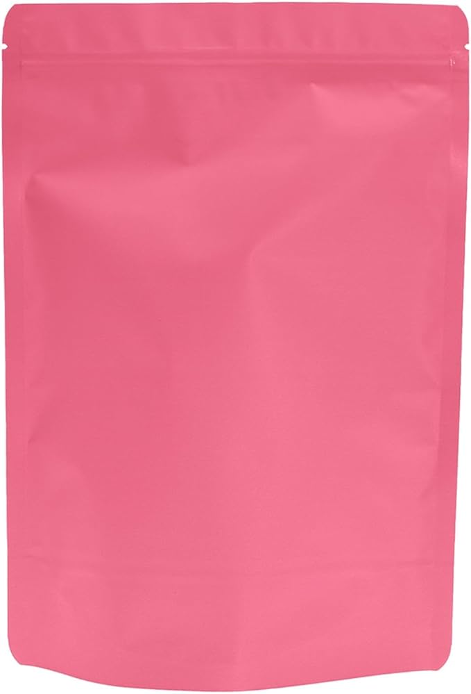 50PCS Smell Proof Resealable Pouch Bags,ULIFESTAR Aluminum Foil Flat Food Storage Bag,Sealable Pcsaging Zipper Pouches with Tear Notches for Pcsaging Lipgloss,Jewelry,etc(18*26cm/7.09*10.24",Pink)