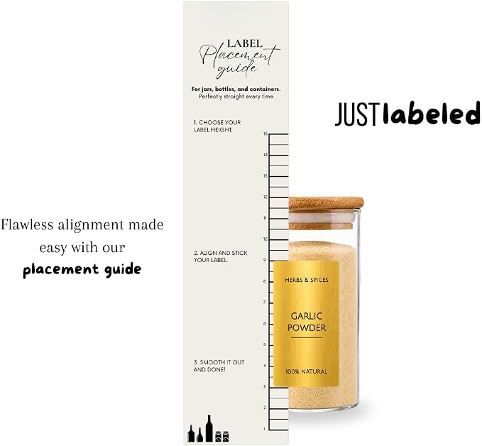 Spice Labels - 168 Aesthetic Gold Spice Labels for Jars - Waterproof Stickers for Spice containers - Preprinted Minmalist Oilproof Herbs & Seasoning Labels