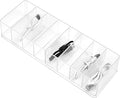 ZEXALOR Clear Drawer Organizer, 8 Sections Clear Organizer Drawer Dividers Office Desk Tray Bathroom Makeup Jewelry Trays (9.8×3.1×1.7")
