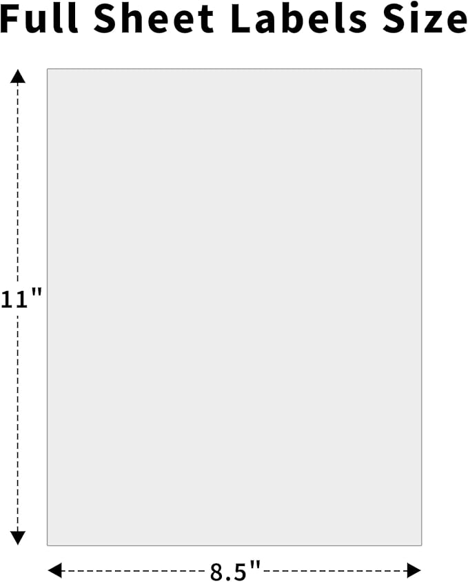 8.5" x 11" Full Sheet Label Sticker Paper for Laser & Inkjet Printers,Self Adhesive Full Page Shipping Labels,Printable White Matte Mailing Label Stickers(2000 Sheets,2000 Labels)
