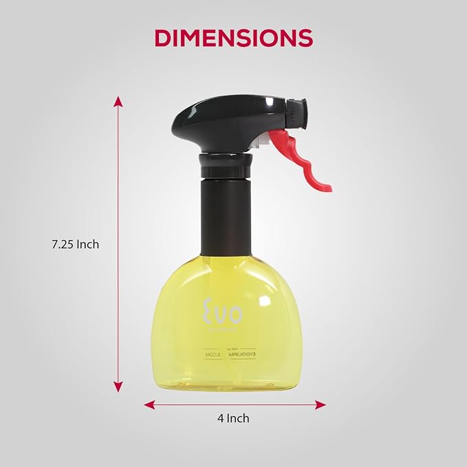 Evo Oil Sprayer Minis, Non-Aerosol for Olive, Cooking Oils, and Vinegars, 8-Ounce Capacity, 1 Each Yellow and Green | Non-Aerosol Sprayers, 8 Fl Oz, ~0.25 Tsp and Pull, Bpa and Dehp and Latex-Free Food-Safe Plastic, Twist-on Funnel
