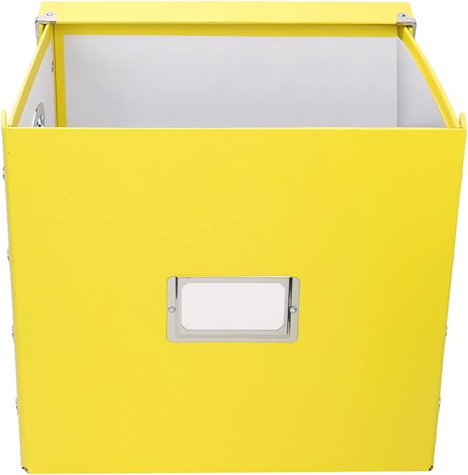Snap-N-Store Vinyl Record Storage Box - 12" - 1 Pack- Crate Holds up to 75 Vinyl Albums - Yellow