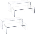 Acrylic Display Riser Stand,12'',4Pc Tiered Shelf Risers for Figurines | Clear 5mm Thick plastic steps rack matching perfume, cupcake, jewelry, pop collectibles. Stackable food buffet table setup