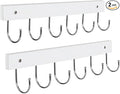 2 Pack Coat Rack Wall Mount with 12 Rotating 180° Coat Hooks, 14.6" Rustproof Wooden Entryway Organizer, Wall Hooks for Hanging Coats, Purse, Hats, Jackets, Towels, Space Saving Hanger (White)
