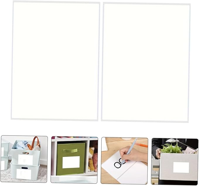 VILLCASE 25 Sheets Glossy White Vinyl Sticker Paper Shipping Labels for Storage Bins Rectangle Stickers for Kitchen