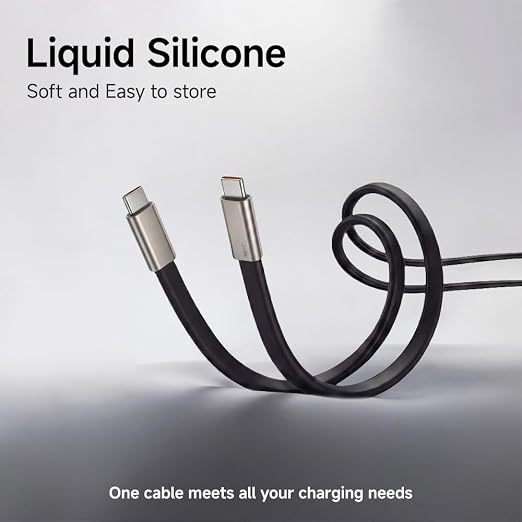 NKV 240w Stand Data Cable Invisible Foldable Holder Charger Cable | 5 FT USB C to USB C Fast Charging Cable for Smartphones, Laptops, Tablets (Orange, Data Cable Set) ﻿