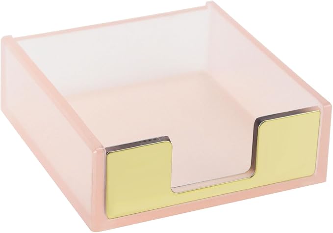 MultiBey Sticky Notes Memo Pad Holder Dispenser Rose Gold with Pink Desk Supplies Organizer Accessories for Office Home Schools (Pink) | Rose Gold with Pink Desk Supplies Organizer Accessories for Office Home Schools (Pink)
