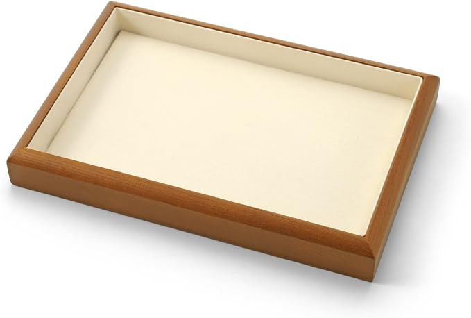 Oirlv Solid Wood Stackable Jewelry Organizer Tray Jewelry Drawer Organizer(Creamy White)