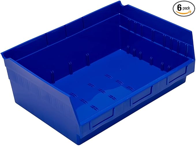 QUANTUM STORAGE SYSTEMS QSB218BL STORE-MORE Part Organizer Blue Bins 12" L x 17" W x 6" H 6 Pack