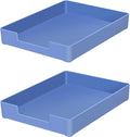 Stackable Letter Tray, 2 Pack Blue, Desk Organizer | Plastic stackable letter tray, fits A4/letter. Anti-skid stacking support. Desktop file organizer for office, school, home.