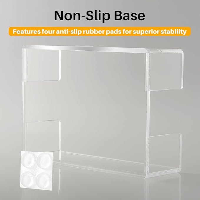 Acrylic Sticky Note Holder, 4x6 Inch Clear Dual Notepad Holder Dispenser with Triple Openings Non-Slip Rubber, Sticky Note Dispenser Memo Holder Case for Desk Office School Supplies(No Pads)