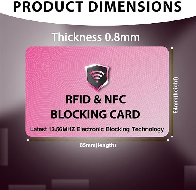 SaiTech IT 10 Pack RFID Blocking Card for Credit Debit ID Card, Pink | Slim Anti-Theft Contactless NFC RFID Blocker Protector, Easily Fit into Wallet and Purse, for Men & Women