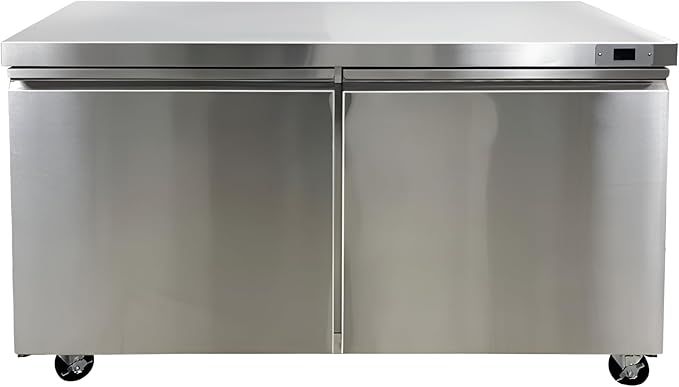Commercial Under Counter Freezer, ETL 2 Doors 2 Shelves 115V/60HZ Restaurant 0°F to -8°F, Stainless Steel 60" W 14.1 Cu. Ft.