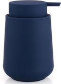 YAUKPH Matte Navy Blue Liquid Hand Soap Dispenser Plastic 11 oz - Modern Minimalist Style for Bathroom & Kitchen Countertop Refillable