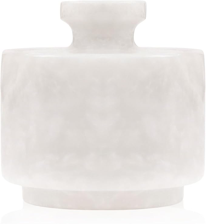 MARBLOUS KRAFTS Marble Salt Cellar with Lid 3" White Salt Box, Stone Salt Container & Spice Jars, Stone Salt Holder for Counter, Spice Jar & Salt Jar