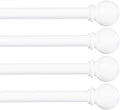 Kenney Chelsea Ball End Window Curtain Rod, Adjustable Curtain Rod for Windows 28 to 48 Inches, Extendable Curtain Rod Set, White Curtain Rod, Curtain Rods 4 Pack