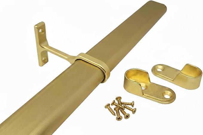6-Case ProPack Kit Matte Brass 96" Long Oval Wardrobe Closet Rods with 12 End Cap Flanges and 6 Center Supports with Installation screws