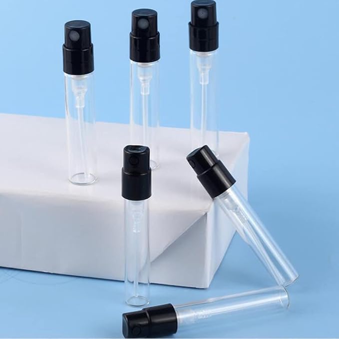 Mini Perfume Travel Refillable Bottle Cologne Sample Pocket Small Empty Glass Spray Bottles Travel Size Atomizer Bottle (50Pack-1.5ML)