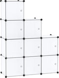 C&AHOME Cube Storage Organizer with Doors, 9-Cube Shelves, Closet Cabinet, DIY Plastic Modular Bookshelf Ideal for Bedroom, Living Room, 36.6”L x 12.4”W x 36.6”H White USBTM3009B-DOOR