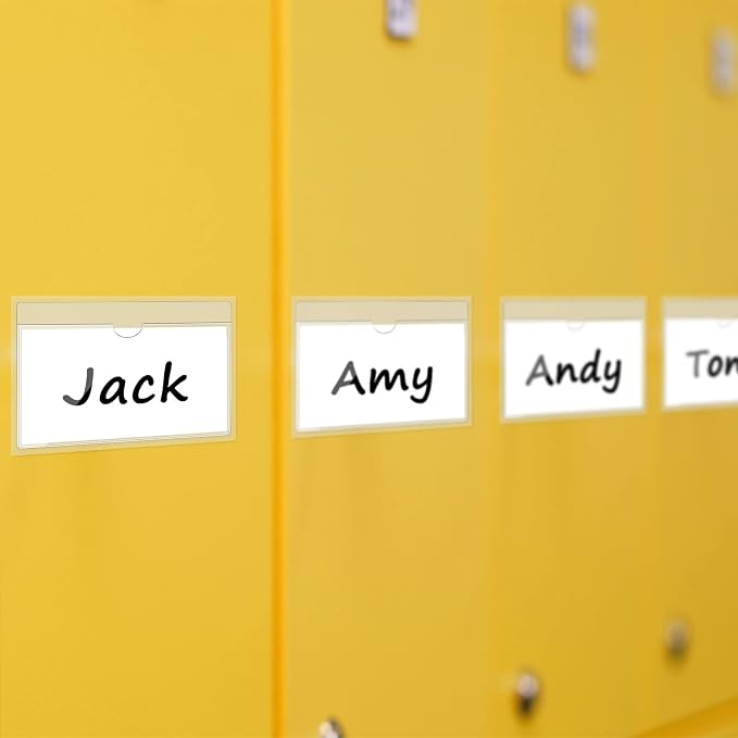 Chinco 30 Pcs Self Adhesive Pockets, Bin Labels for Storage Bins, Clear Pocket Label Sleeves, Plastic Index Card Holder with Top Open for Organizing Bins Box Drawer(3 x 5 Inches)