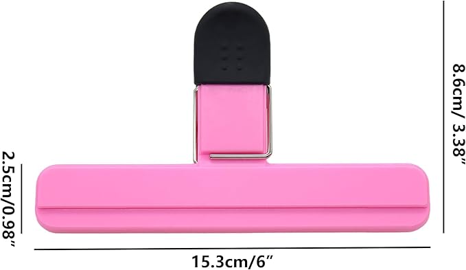 12Pack Large Chip,ULIFESTAR Food Clips,Upgrade Wide Open Bag Clips for Food Storage with Air Tight Seal Grip,Assorted Color(Pink 15.3 * 8.6 * 2.5cm/6.02 * 3.39 * 0.98")