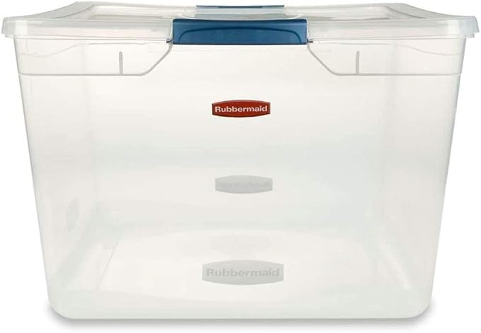 Rubbermaid Clever Store Latching Storage Tote Container, Clear, 71-quart (FG3Q3200CLMCB)