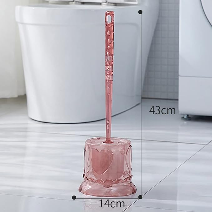 Toilet Cleaner Brush for Bathroom, Toilet Brush and Holder, Floor Standing Toilet Scrubber, No Dead Angle Home Cleaning Utensils Bathroom Accessories (Color : Pink) (White)