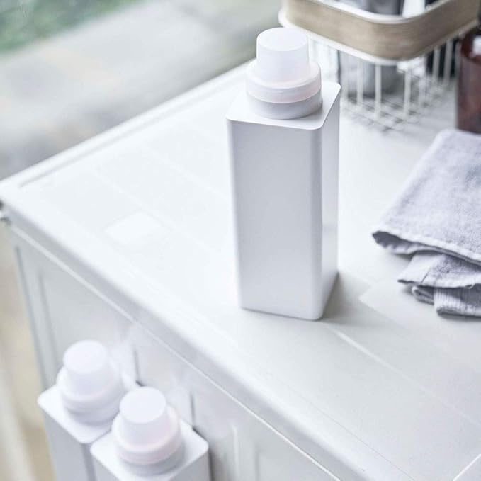 Yamazaki 4852 Magnetic Refill Laundry Bottle, White, Approx. 2.8 x 2.8 x 8.7 inches (7 x 7.2 x 22 cm), Tower Measuring Cap, Easy Refill, 16.9 fl oz (500 ml)