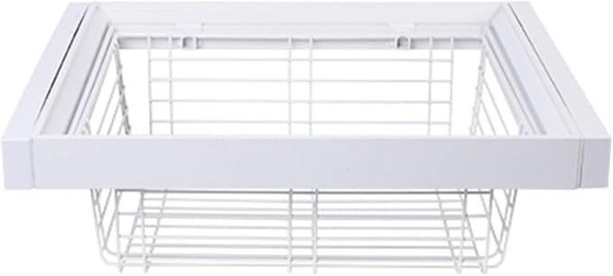 Pull-out Clothes Storage Basket,Stackable Shelf Baskets Organizer,Stackable Storage Bins with Slide Rails,for Wardrobe and Closet Drawer in Bedroom Office(White,22.04-24.01in)