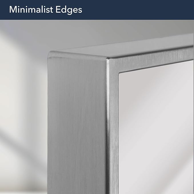 Head West Spectrum Modern Rectangular Mirror 24" x 30", Brushed Nickel Finished Stainless Steel Framed Bathroom Mirrors for Over Sink and Living Room and Entry Way