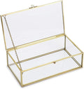 Hipiwe Vintage Glass Keepsake Box, Rectangle Gold Jewelry Display Organizer | Clear Lidded Box for Home Decor, Storage of Trinkets, Rings, Bracelets