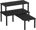 Cabinet Organizer Shelf(Set of 3),Bamboo Kitchen Counter Shelves for Countertop and Cabinet,Stackable Shelf Spice Racks,Large(Black)