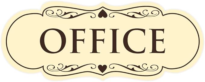 All Quality Designer Office Sign | Easy Installation - Ivory/Dark Brown - Medium (1 Pack)
