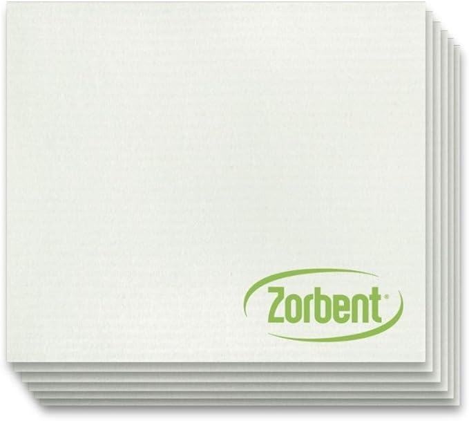 Zorbent Super Absorbent Towels 6 Pack, Natural, Reusable Paper Towel Alternative, Lint Free Cleaning Cloth for Kitchen, Gym, Shoes, Travel, & Camping, Multipurpose Damp Duster, Spill & Mess Cleaner
